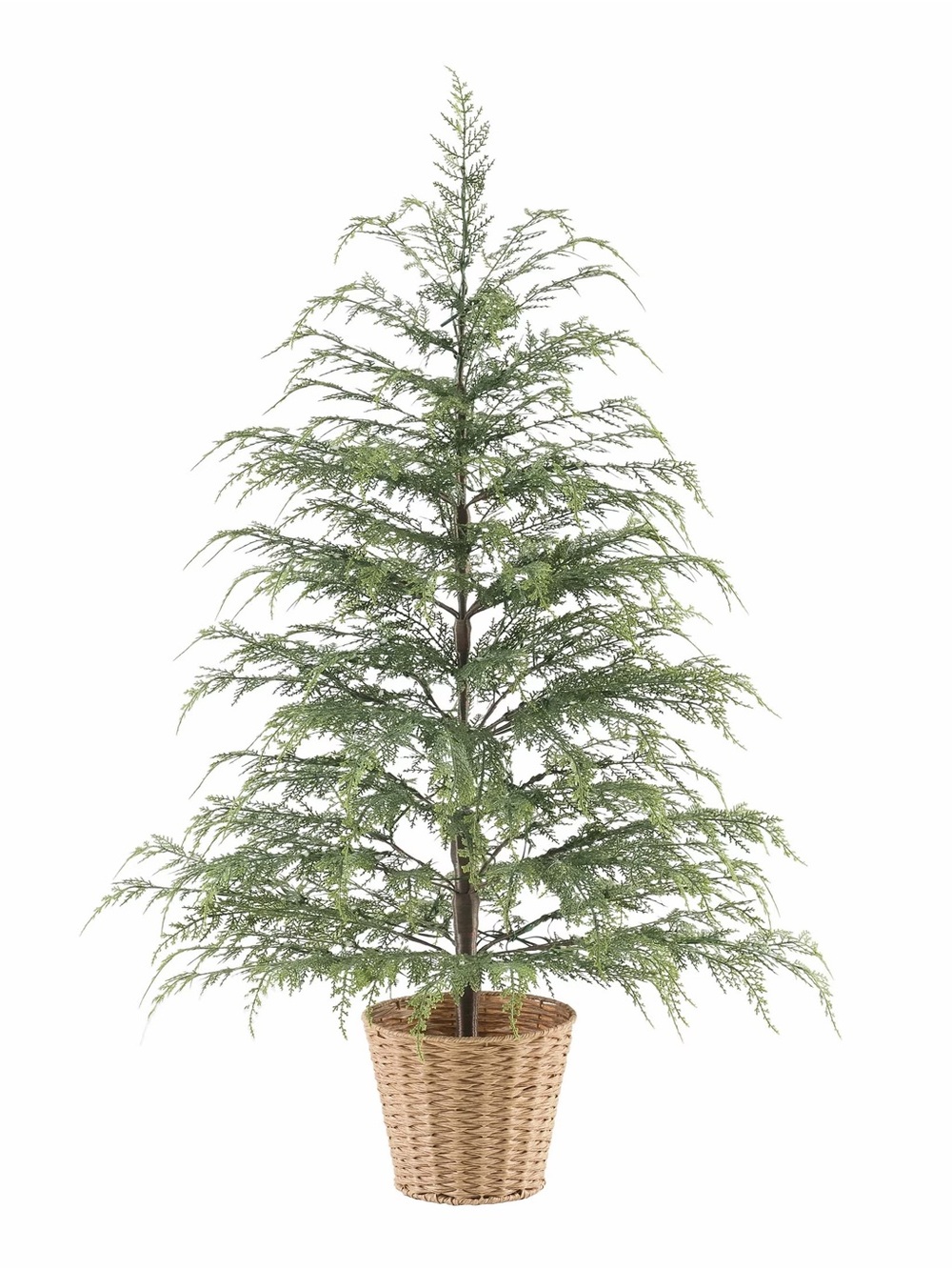 My Texas House 4ft Artificial Green Cedar Tree in Woven Basket